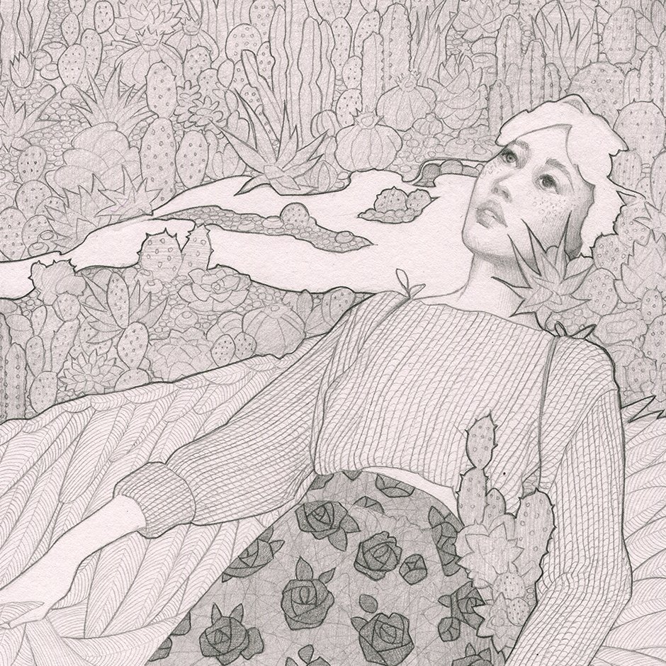 Pencil drawing for the painting I am currently working on. Obviously lots of pattern-love going on here ? 