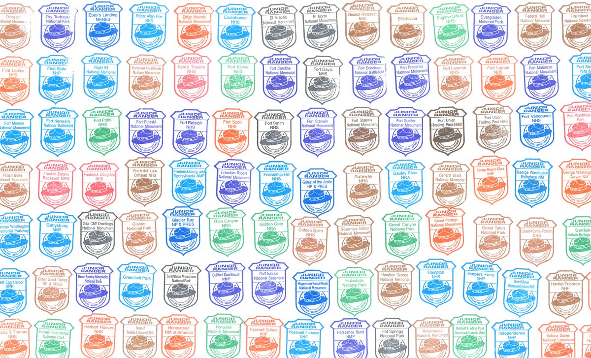 ParksPassport's tweet photo. It wouldn’t be an #NPSPassport without a cancellation! Check out these brand new #JuniorRanger stamps and begin collecting them in your Junior Ranger Edition this April. https://t.co/VIbvozR8ME