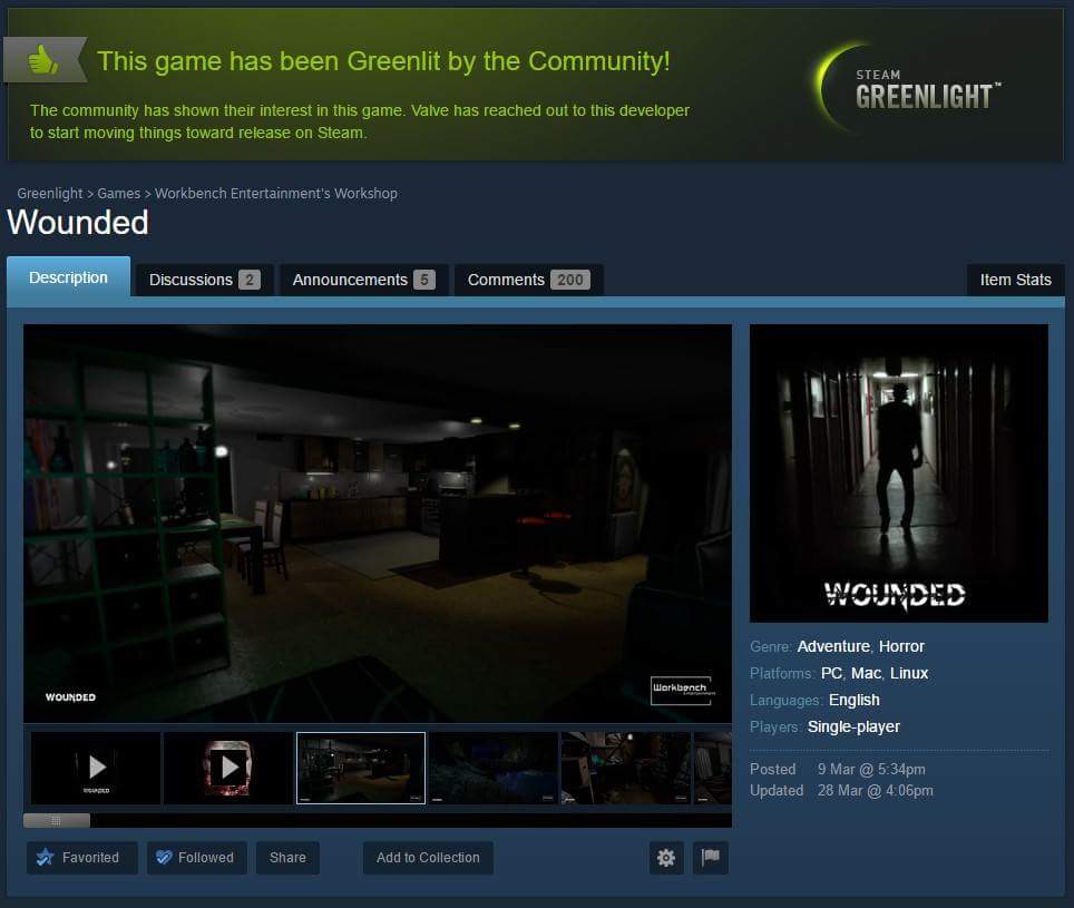 Throwback to one year ago when WOUNDED got greenlit on #Steam ! It ended up in top 5 games in just over 2 weeks! 
#horror #indie #greenlight #indiedev #gamedev #indiegame #gaming #games #gamers #game #dev #indie #play #indiegames