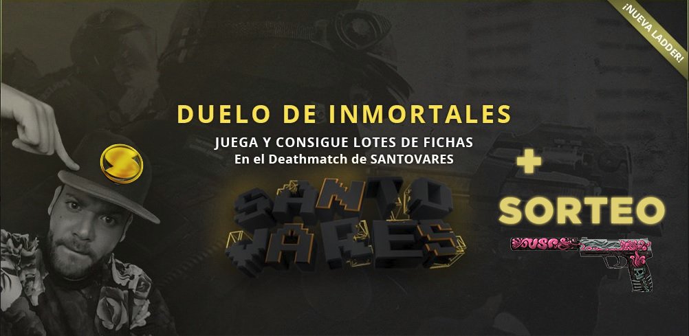 SANTOVARES's tweet image. 🔸 EVENTO SEMANA SANTA 🔸

▫️PARTICIPA EN LA LADDER DE DEATHMATCH Y OPTA POR CONSEGUIR SORTEOS Y FICHAS PARA USAR EN LA PAGINA.

▪️REGISTRATE ➡️: goo.gl/XD5Hj5  
▪️PARTICIPA EN EL SORTEO ➡️:gleam.io/competitions/u…

📺twitch.tv/SANTOVARES_

📌@ESesports_ES