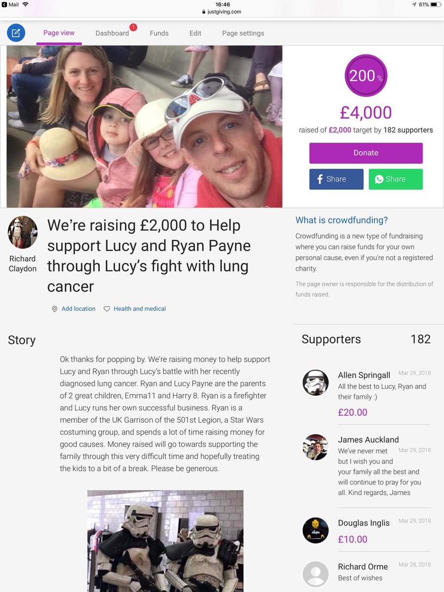 BritanniaPatrol's tweet photo. We are speechless at the love being shown for a fellow trooper and family, target was £2000 and now we are double that  😄 https://t.co/9CBzpe28HT