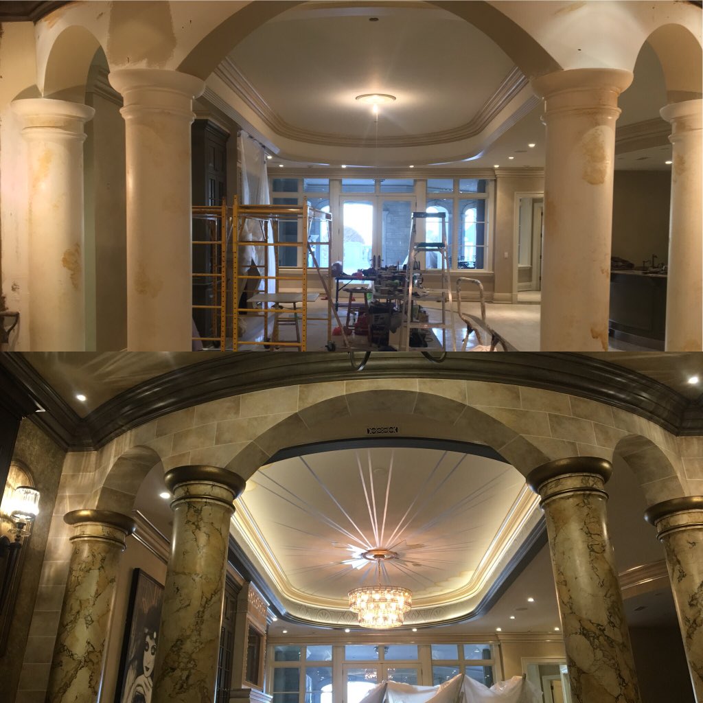 HannivanandCo's tweet photo. Before &amp; after. Wine cellar &amp; tasting area. Come check out https://t.co/cjq0gouZRm for more ideas &amp; info. #interiordesign #toronto #fauxfinish #art #homedecor #design #interiors https://t.co/rSp2ALTYGy