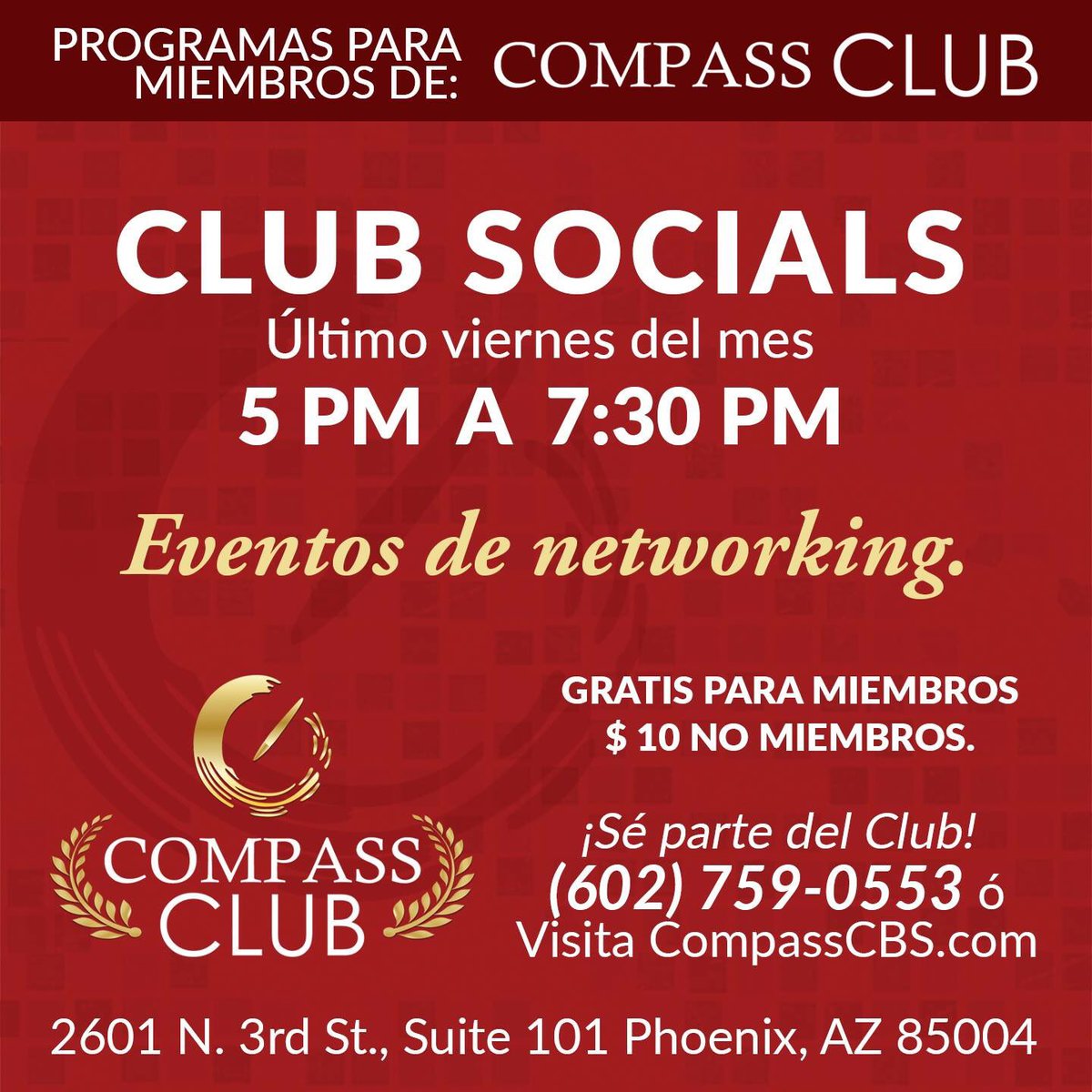 CompassCBS's tweet image. Don’t miss tomorrow&apos;s #event at #CompassCBS (FREE to members/$10 non-members). ¡No te pierdas #ClubSocial mañana! 
Hosted by Carolina Cediles from #FarmersInsurance.
*APPETIZERS* *WINE* *MUSIC* 🍢🍡🍷🎶🎼
#CompassClub #ComunidadEmpresarial #BizCommunity #SmallBizOwner