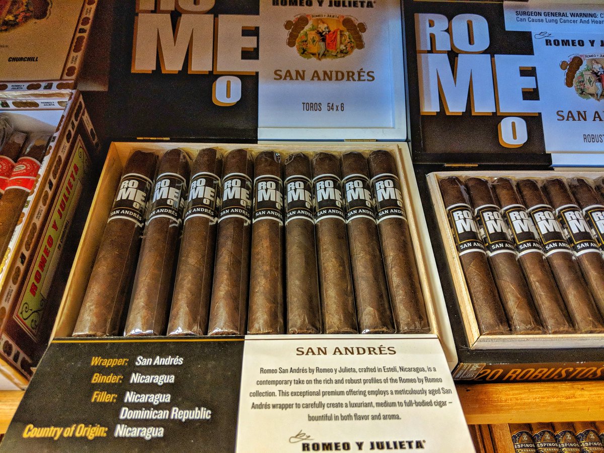 tobaccotinEP's tweet photo. New from #romeoyjulieta! The Romeo San Andrés! Featuring Nicaraguan and Dominican fillers with a Nicaraguan binder and a robust, medium-full flavored San Andres wrapper! #Romeo #RomeoSanAndres #CigarOfTheDay #SOTL #BOTL #ElPaso #EPT #TobaccoTinEP #ShopLocal https://t.co/XTluuHiJ7Q