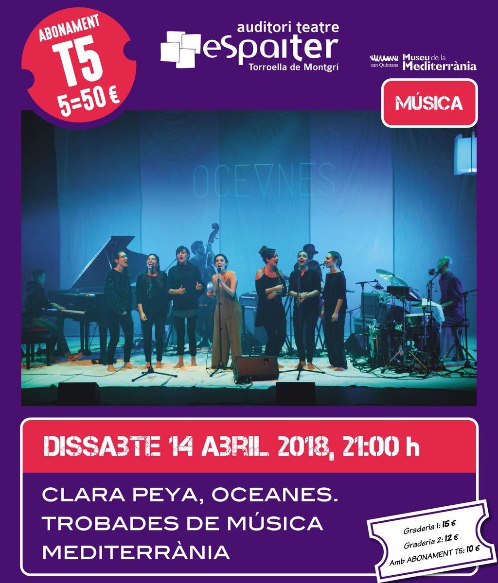 EspaiTer's tweet photo. Anota't a l'agenda: Concert de @clara_peya #OCEANES a l'@EspaiTer en el marc de les #trobadesveudedona del @MdlMediterrania - https://t.co/sW34r3hWJ8 https://t.co/H9gsuDQd3H