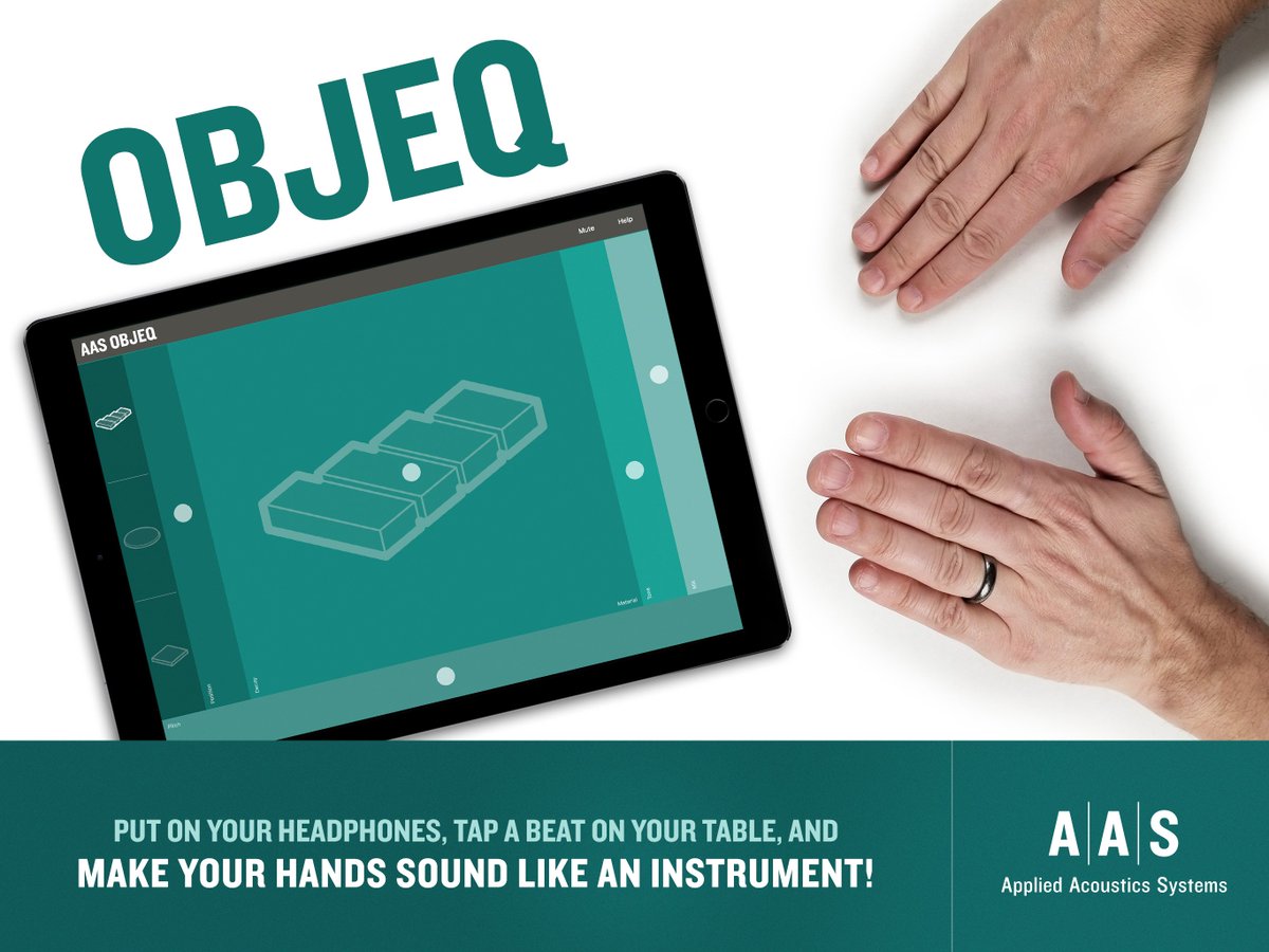 AAS_News's tweet photo. Check out our first iOS app Objeq for iPhone and iPad—Tap a beat on your table, and make your hands sound like a percussive musical instrument → https://t.co/M3LGF8LD7w #objeq #iosapp #percussion #plugin #appliedacousticssystems https://t.co/LfRwfroweT