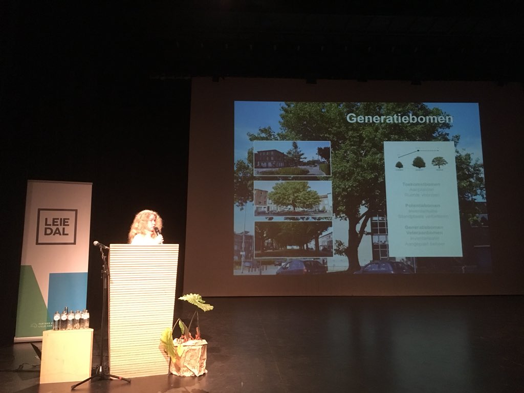 leiedal's tweet photo. Karina Rooman maakt indruk met het groenplan van @Stad_Antwerpen #waterparken #groenesproeten #generatiebomen #groenestraten #klimaatatelier #ZeroRegio #pechakucha https://t.co/Ay6OSgsENU