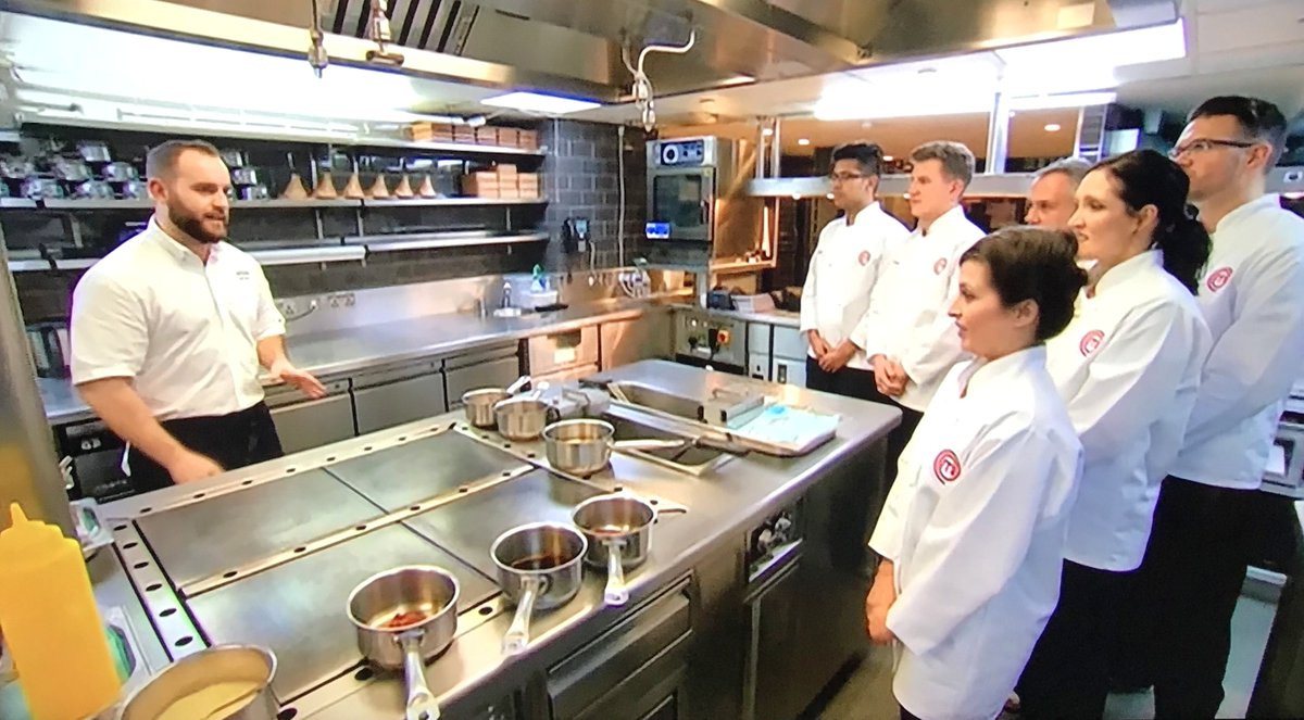 Did you see <a href="/EnekoLondon/">ENEKO Basque Kitchen & Bar</a> Head Chef @JaviBlancoUK with the six semi-finalists on <a href="/MasterChefUK/">MasterChef UK 🍴</a> last night? How about that Basque hake and tempura egg yolks! 
If you missed it, catch up on <a href="/BBCiPlayer/">BBC iPlayer</a> before the next episode tonight. #MasterChefUK #enekolondon