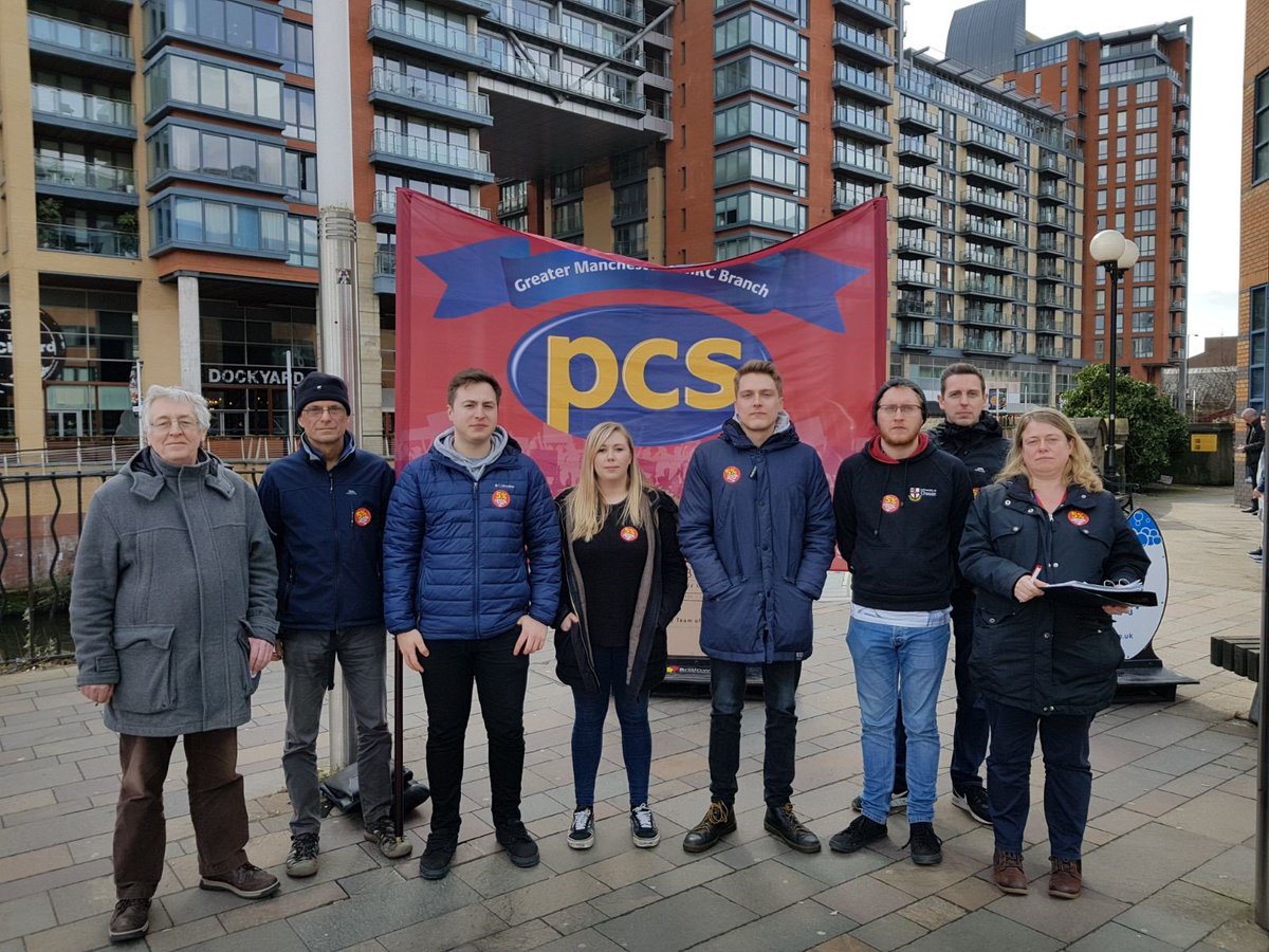 PCS_Northwest's tweet photo. #PCS members from @PCS_HMRCGtrManc out with the branch banner to say #PayUp, it's time to end pay restraint in the civil service #ScrapTheCap #PayDayProtest https://t.co/hZCF8Ksk3d