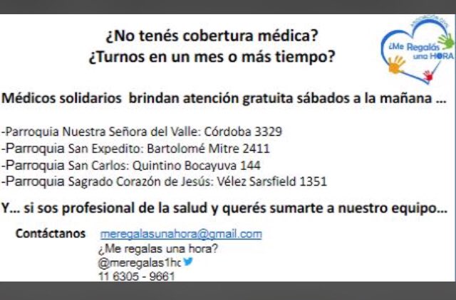 marianomascio's tweet photo. #SemanaSanta2018 Regalamos atención médica gratuita !!! Alguien quiere ?? Si me ayudan a difundir quizá mucha gente vulnerable pueda acceder a este servicio solidario !!! @meregalas1hora @CascosBlancos @RedSolidariaOK @SaludpTodos @HealthForAll75 @sifundacion https://t.co/xOVFe665NY