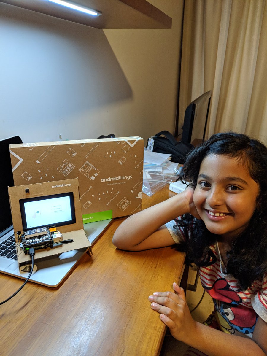 amsanjeev's tweet image. Booting up her first DIY computer .. 

Android Things kit makes it so easy to get confident to play with hardware . 

#androidthings