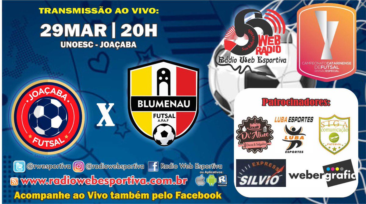 rwesportiva's tweet image. Hoje a noite tem a estreia do @futbluoficial no Campeonato Catarinense da Divisão Especial de 2018 @catfutsalsc e você poderá acompanhar tudo na RWE, direto de Joaçaba! #Futsal #Blumenau #Joacaba #RWE