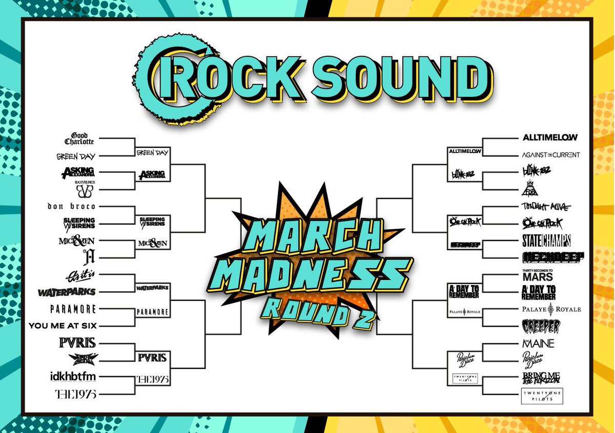 rocksound's tweet photo. It’s Rock Sound March Madness Round 2! 

It’s time to square up! Vote for your favs below!

#RockSoundMarchMadness https://t.co/SX8DhggVuX