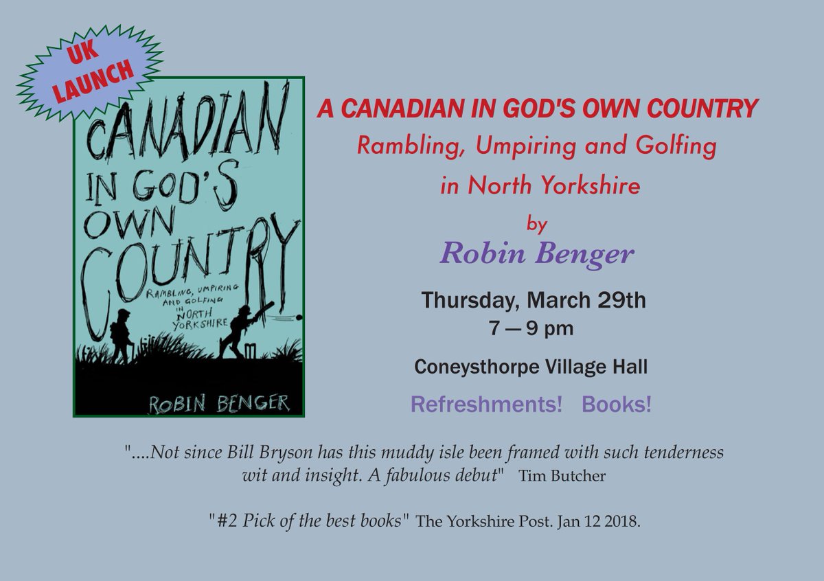 robinbenger's tweet photo. Robin Benger @cricketnut will be on @BBCYork any minute now talking about tonight's book launch in Coneysthorpe! Keep listening! https://t.co/WpvlHY9SBM
