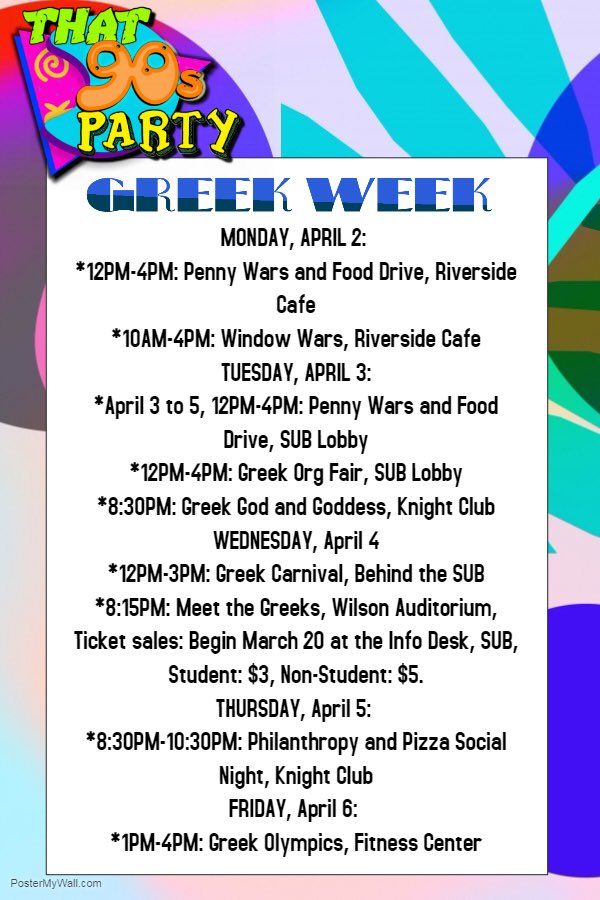 FDUStudentUnion's tweet photo. Greek Week Starts Monday April 2nd! Join the FDU Metro Greek Life community for a 90’s theme week filled with fun events. Greeks will be competing in teams throughout the week, so stop by and support!🎸🎤🏆
#FDUMetro #FDUStudentLife #FDUStudentUnion https://t.co/1Ec3K2GMtp