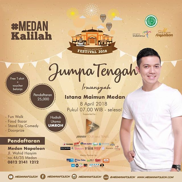 Wei… Udah aman tiket Kelen Wei untuk Medan Napoleon Festival 2018?? 🤔🤔 . Abang ganteng kesayangan awak <a href="/irwansyah_15/">irwansyah</a> yang akan datang menjumpai Kelen semua lha Wei. . Udahlah gerak lah jangan tunggu lagi. Cuma 25k Kelen bisa dapat… medantalk.com/wei-udah-aman-…