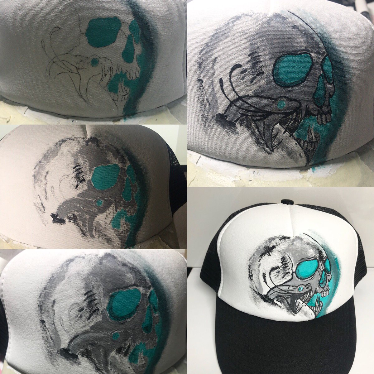 CustomStation's tweet image. Pedido de su mujer Mari para Iván💙 #tattoo #gorra #graffiti #calavera