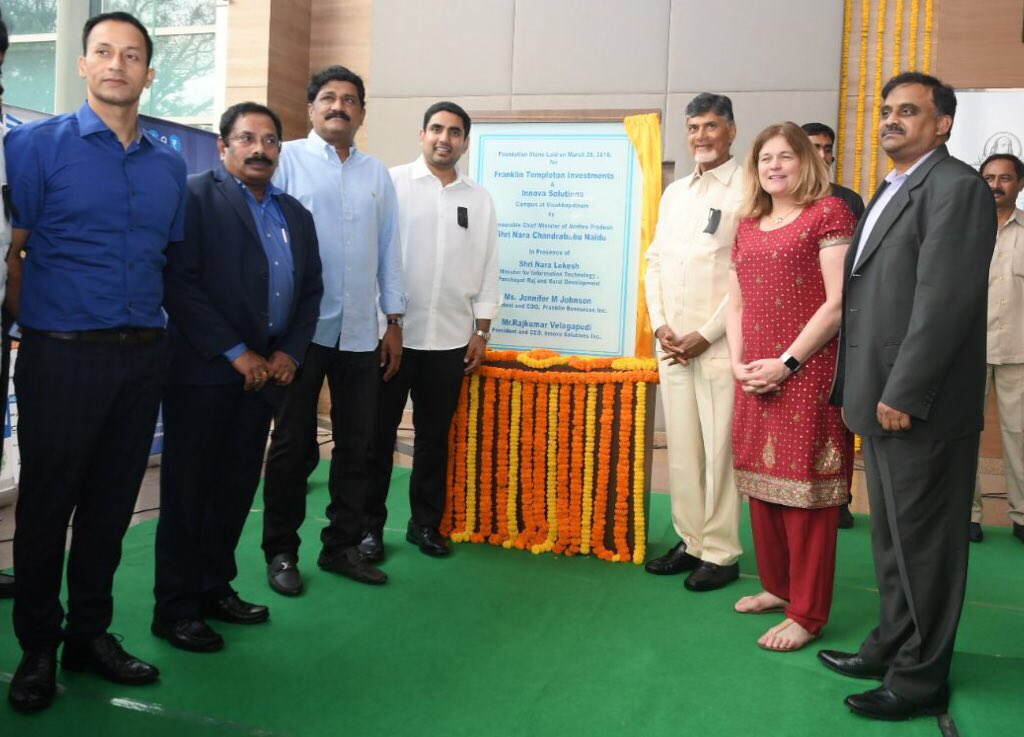 naralokesh's tweet photo. Joined Hon'ble CM and Ms. Jennifer M. Johnson, President at Franklin Resources, Inc, for the inauguration of Franklin Templeton Office at Tech Hub in Vizag. The Company will begin operations with 200 employees &amp; later expand to 2,500 employees. https://t.co/7uKbbnc7IC