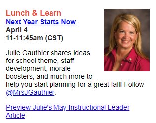 MrsJGauthier's tweet photo. Mark your calendars to join me on April 4th at 11 a.m. for TEPSA Lunch &amp; Learn to talk about planning for the 18-19 school year! @tepsatalk #nextyearstartsnow https://t.co/CxeGxs91Bt