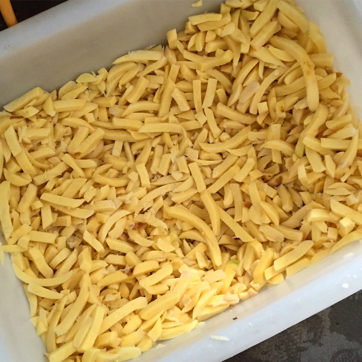 The team have been hard at work today preparing fresh British Potatoes ready for this Easter weekend ! #fishandchips #Cornwall