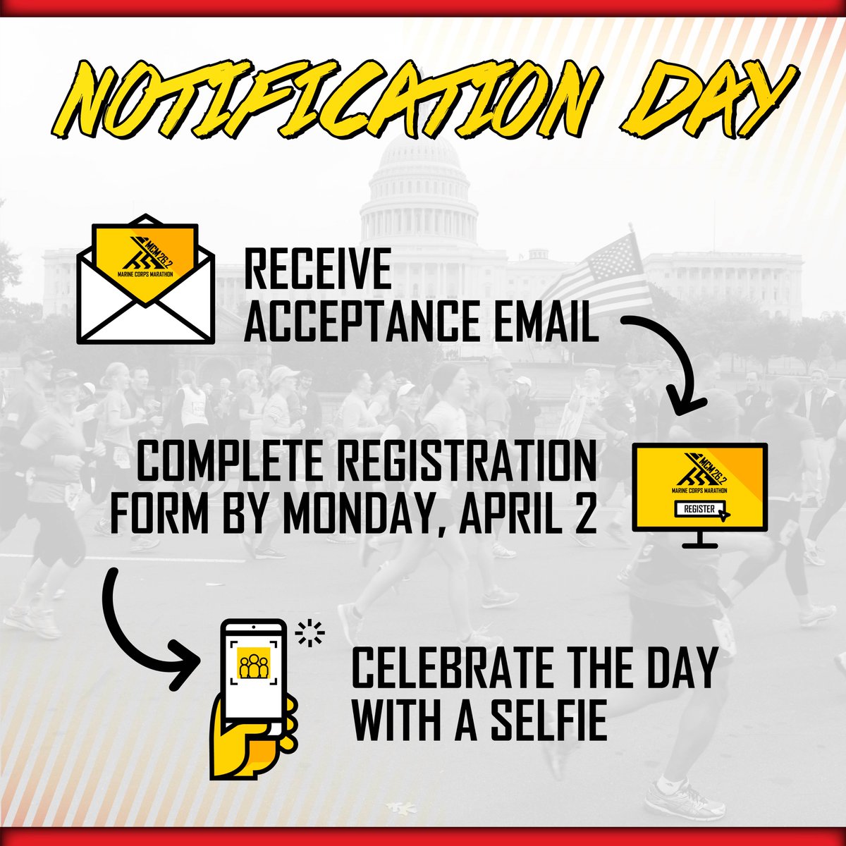 Today's agenda. Happy Notification Day. #RunWithTheMarines