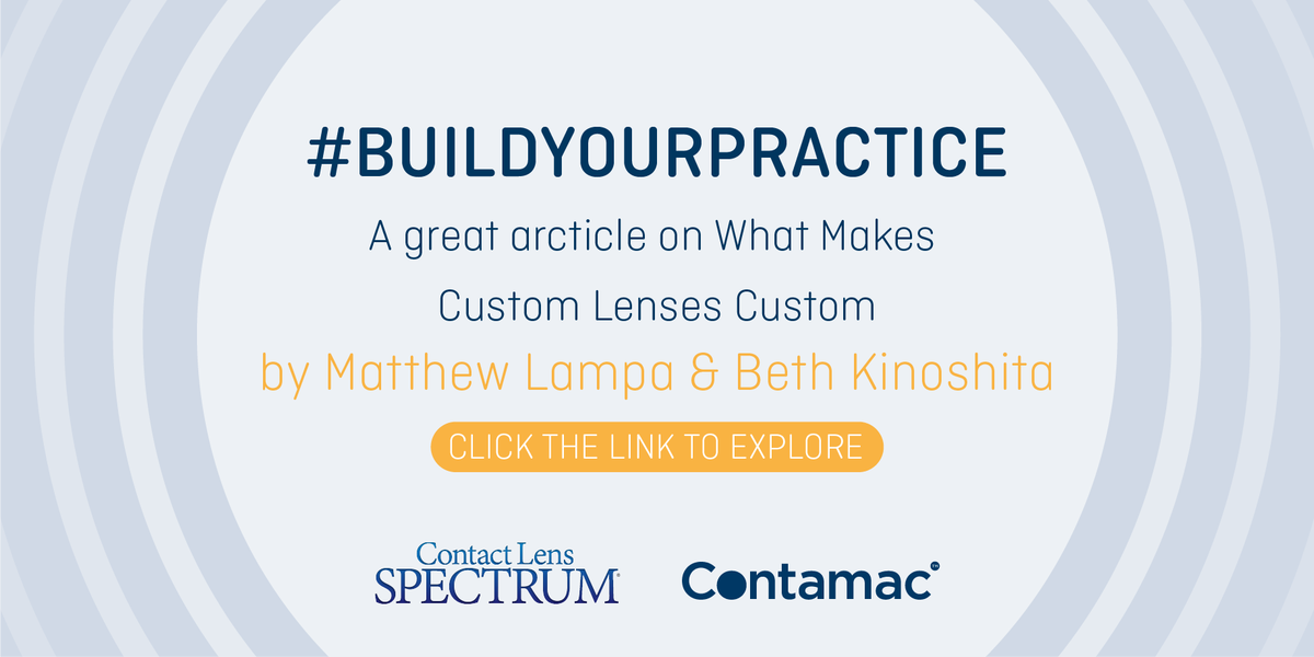 ContamacLtd's tweet photo. Check out this great article 'What Makes Custom Lenses Custom' by Matthew Lampa and Beth Kinoshita for @CLS_magazine 2017 special edition, sponsored by Contamac. #buildyourpractice https://t.co/gCaryF0mtX https://t.co/Ieg2tLS6zk