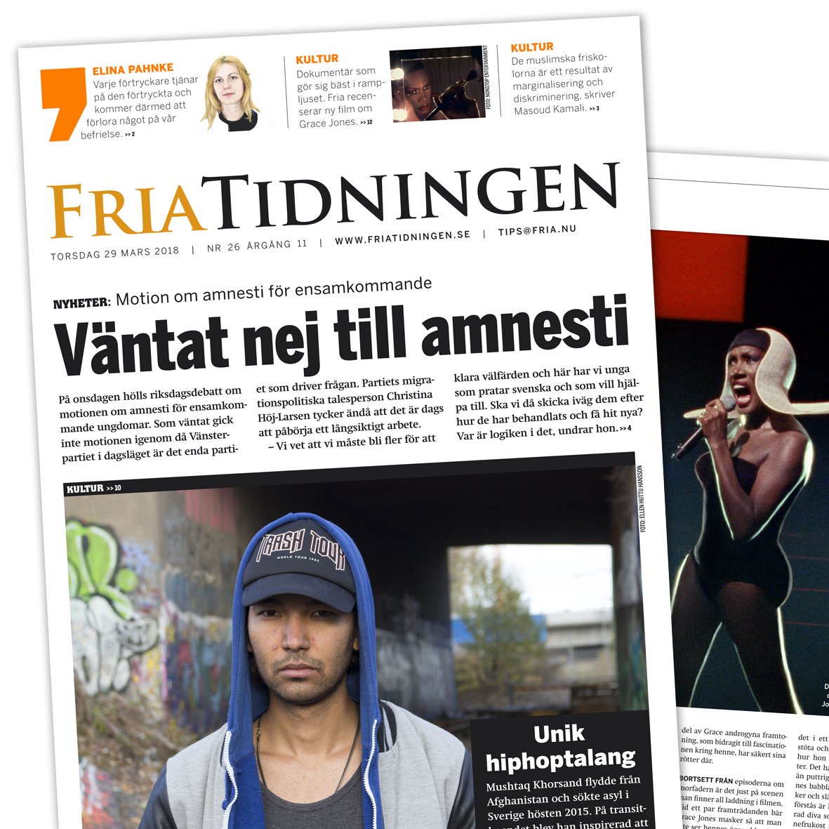 I dagens #FriaTidningen:
• Nej till amnesti för ensamkommande
• <a href="/elinapahnke/">tuppen</a>: ”Vi kan inte bli fria utan att någon förlorar på det”
• <a href="/DRAlliansen/">Djurrättsalliansen</a>: Olagliga burar på stort äggkläckeri
• Mushtaq Khorsand skapar unik hiphop
<a href="/UngiSverige/">Ung i Sverige </a> 
@vistarinteut
@ChristinaHoej