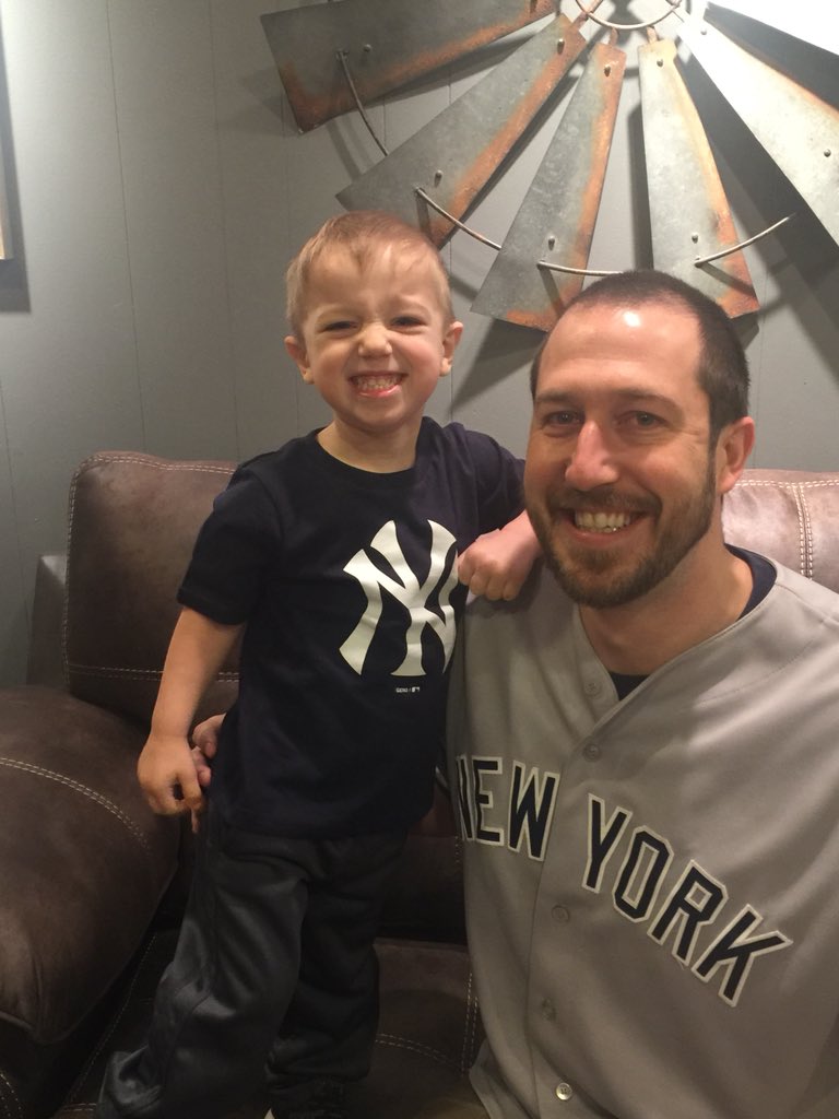 Just_JayZ's tweet photo. Jeter and I still can’t believe today is not a national holiday! We’re so excited that Opening Day is finally here! GO YANKEES! #jeter #yankees #questfor28 #pinstripepride https://t.co/yvnGmNbu2r