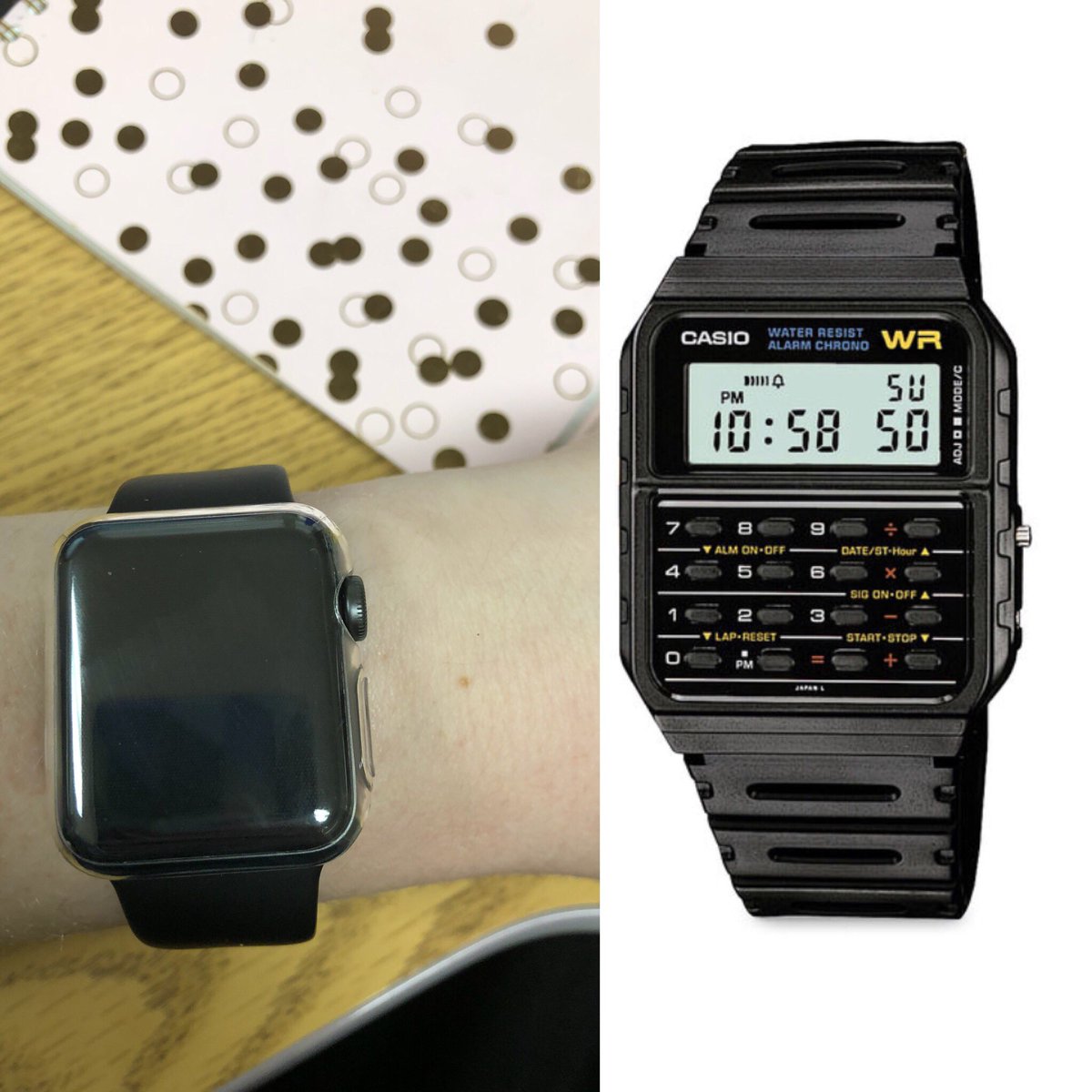 cmwstevens's tweet image. Is it just me or does the #AppleWatch look vaguely like a calculator watch?