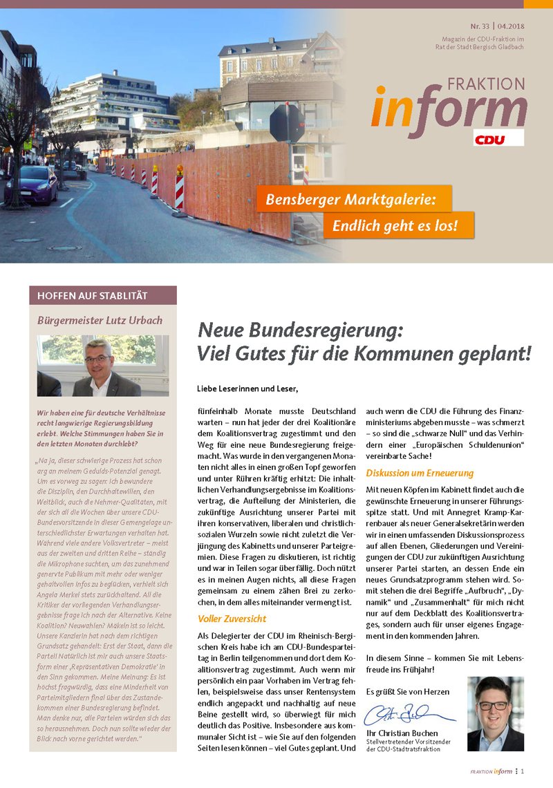 cdugl's tweet photo. #Fraktioninform #33 ist online! Was bedeutet der #KoaV für die Kommunen? Mit Infos über den Pakt für die Kultur #gl1 https://t.co/6S5E7DSjcL https://t.co/ESSKCZciWl