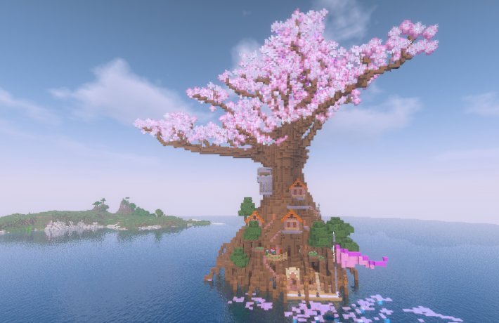 O Xrhsths キュリサン14d Sto Twitter マイクラ1ヶ月一本勝負マンクラ マンスリークラフト ３月 のお題 春の足音 桜の 名所 桜の街 作品名 大海の桜国 ﾀｲｶｲﾉｵｳｺｸ 海に浮かぶ桜のツリーハウスみたいなものです Minecraft緑化推進委員会 Minecraft