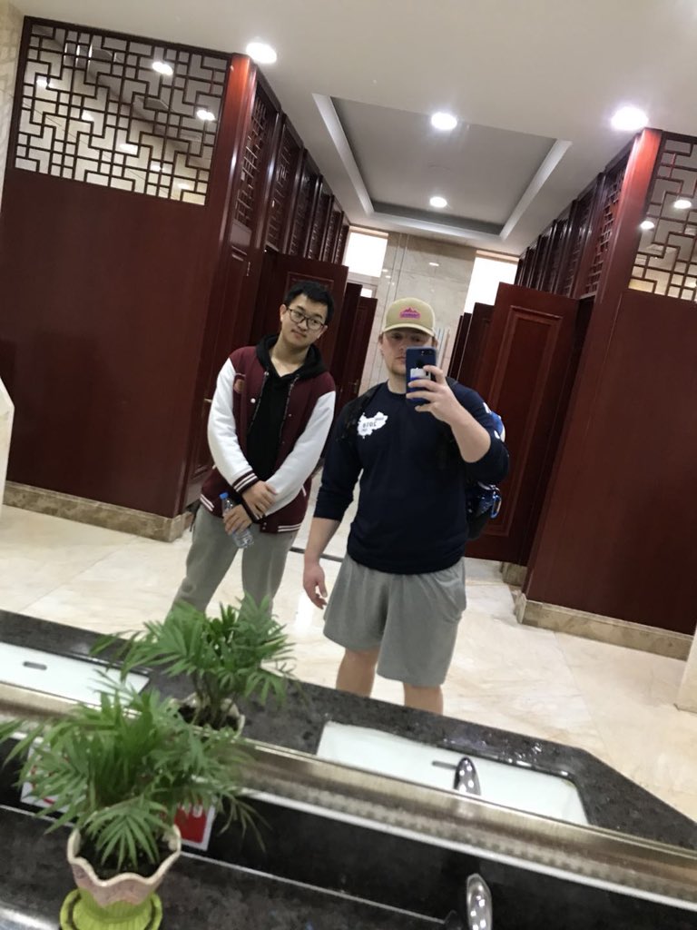 Kevinjoyce1990's tweet photo. We have some exhausted Bears. Long flight,12 hour time zone difference, reconnecting with friends at Beijing Royal School is priceless.#bearsinbeijing https://t.co/IzUvMDQRMp