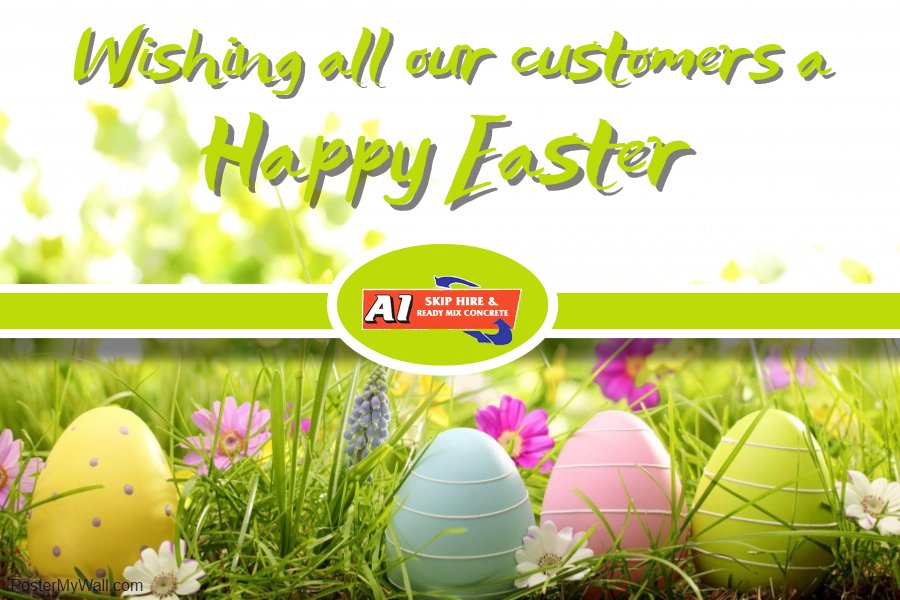 We hope everyone has an enjoyable time off over the Easter period. We will be closed during Easter and back in fully refreshed on Tuesday. 
Thank you for your continued custom and support, from all of the A1 Skip Hire and Concrete Team #Easter #longweekend #BankHolidayWeekend