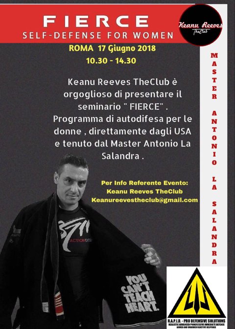 Happy to announce the self defence seminar for women "Fierce, Intro to the Programme Fierce, organized for the first time in Italy with the Master Antonio La Salandra,top expert, fight consultant, stunt member team in John Wick 2. #johnwick2 #johnwick3 #fierce #empowered
