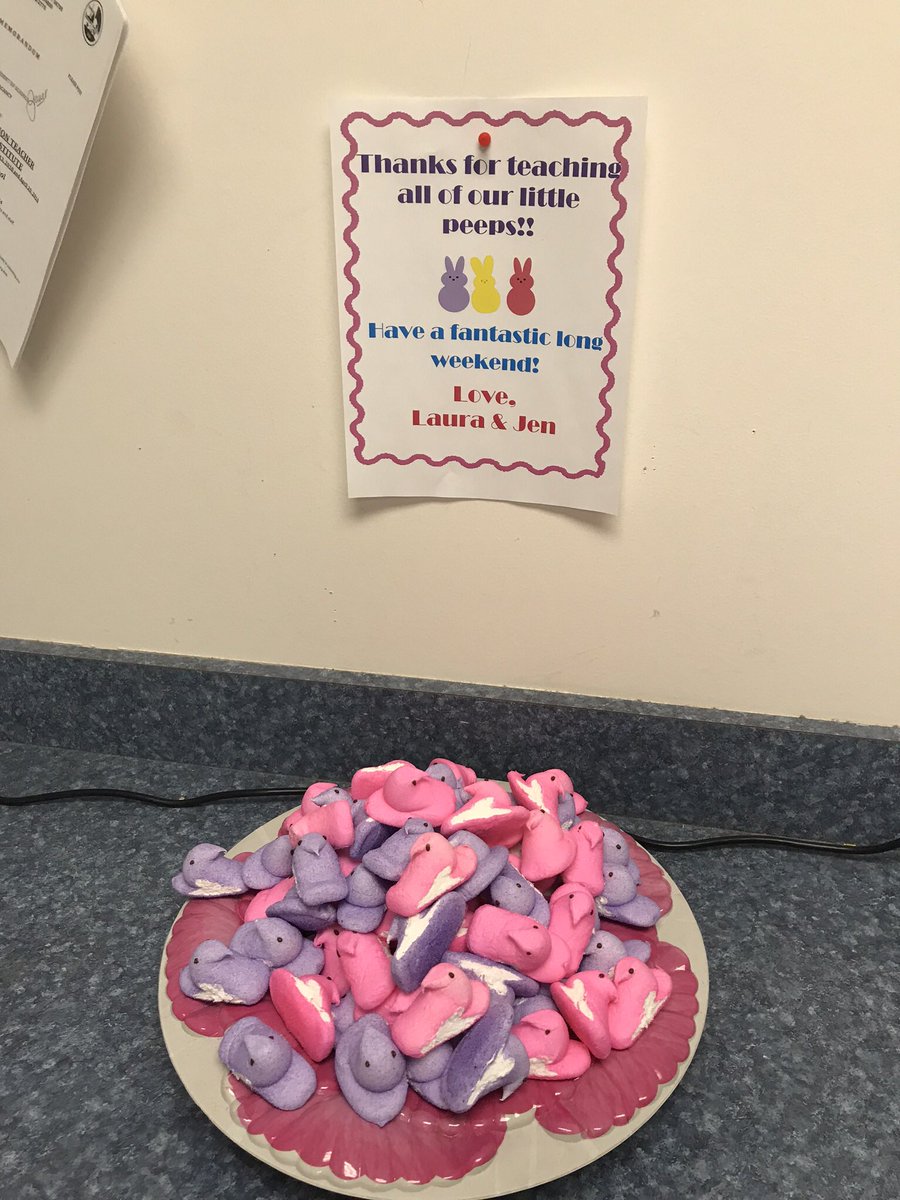 mrsconroyjtps's tweet photo. First thin mints, now peeps?!?! Now I’m sure to fail my glucose test 🤦🏻♀️ #thanksforthesugar #sugarcoma #peeps #adminlove #JTPSCuteness https://t.co/ZANvHwGnOx