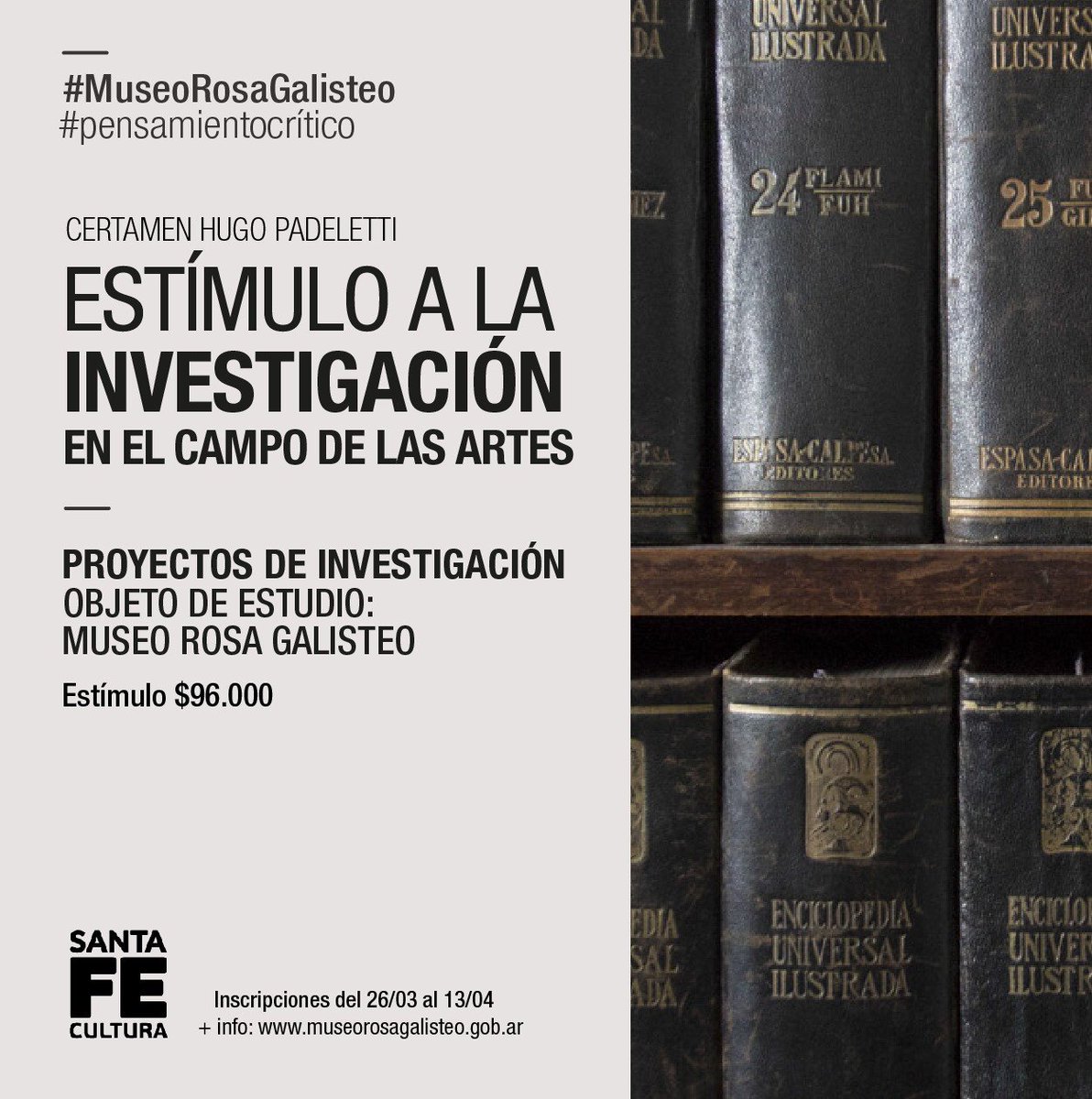 arteidaes's tweet photo. Aquí una oportunidad para la investigación en artes en el Museo Rosa Galisteo @MuseosSantaFe más información en https://t.co/mcLBgkbyMS
#MuseoRosaGalisteo #pensamientocritico #concursos #investigacion #archivo #arte https://t.co/qr7WEjj9ZK