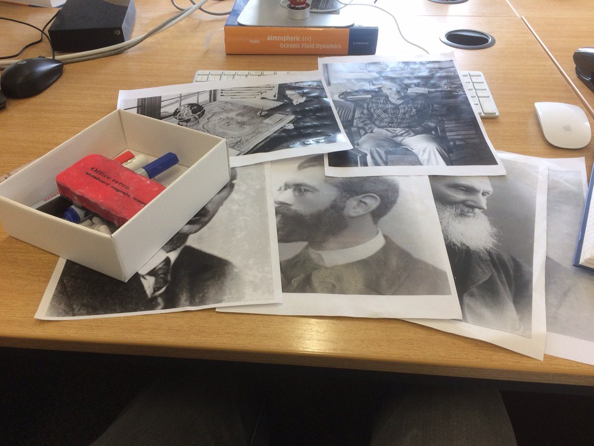 StephenIThomson's tweet photo. Just finished a set of lectures to our 4th year maths students on GFD - had a great time meeting some of these greats along the way... #stommel #marietharp #kelvin #ekman https://t.co/69HD1v3wQq