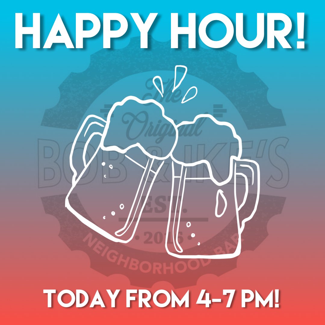 Bring a friend and join us for happy hour this afternoon! #BobAndIkes #SGF