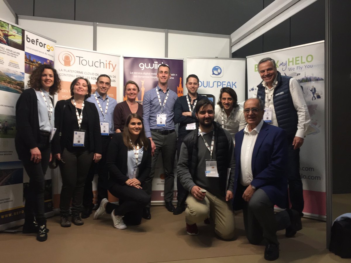 photo de fin au @salonditex pour les startup @AMFrenchTech : @gwiidoapp  @OuispeakApp @TouchifyApp @BEFORGO_voyage @BookmyHelo . merci @tourmagtravel @AMFrenchTech pour l’invitation #etourisme #startup #marseille