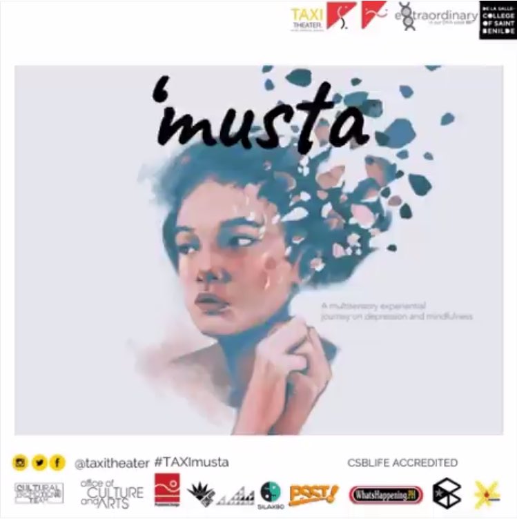 taxitheater's tweet photo. 8 DAYS TILL MUSTA!!!
musta: a multisensory production on mental health and mindfulness.
April 6-7, 11-14 2018
SDA 5/floor Theater
.
.
.
#taxitheater #TAXImusta
#multisensorial #immersive #experiential #synaesthetic #mentalhealth #theatre https://t.co/MBJUGL16DH