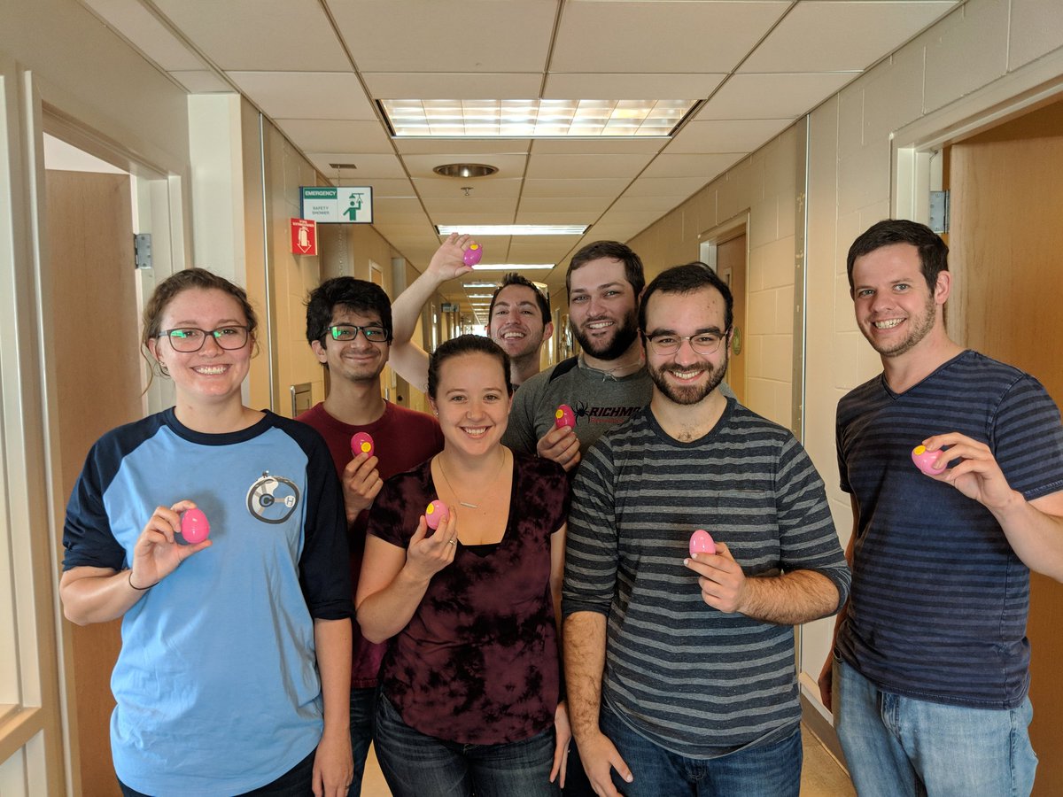 BlakeyLab's tweet photo. The Blakey lab is having too much fun with #EmChemHunt. All the pink eggs will be found!! #chemistry #EmoryUniversity @rjharris86 @macbridges0321 @amaan_kazerouni @DC_Salgueiro @Jsambur_chem https://t.co/M2fGcQOdCv