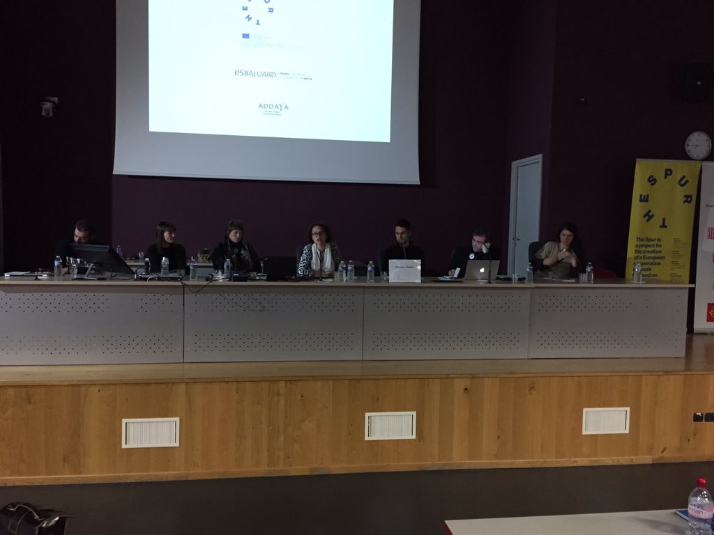 Euroregion's tweet photo. Lévana Schutz, Katharina Roters, József Szolnoki, Andrés Siri Giordano, Nicolàs Daubanes, Míriam Hamann and Cristina Ferrández are exposing their experiencies in @MurielleEdet in #Albi @TheSpurProject thanks to @europe_creative and @BolitGirona https://t.co/LplZQ9iEsc