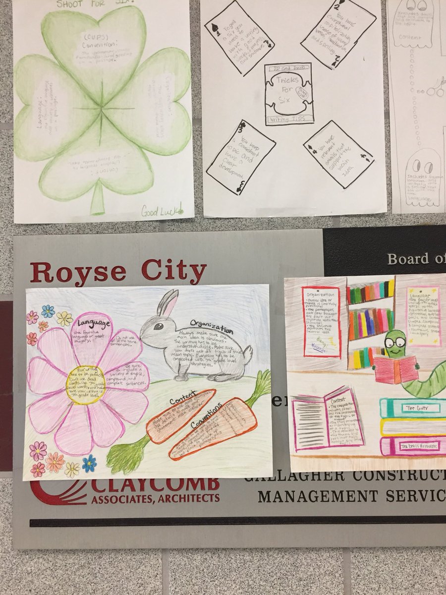 Student posters for tips on scoring a 6 on their essays. #rcmspride #RCISDJoy