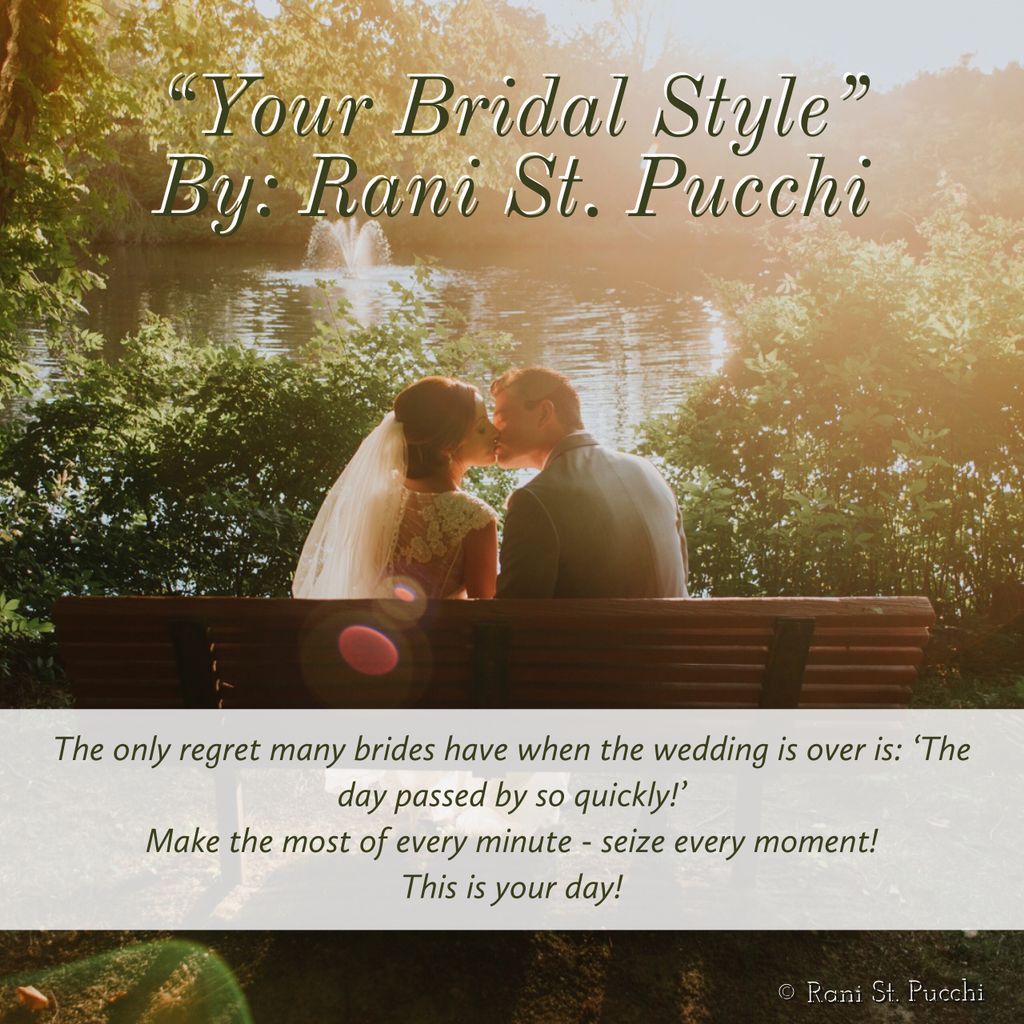 RaniStPucchi's tweet photo. The only regret many brides have when the wedding is over is: ‘The day passed by so quickly!’ 
Make the most of every minute - seize every moment! 
This is your day!

On Amazon: https://t.co/hS69p4oHOe
#bride #book #yourbridalstyle #author #fashion https://t.co/VGd289mNNQ