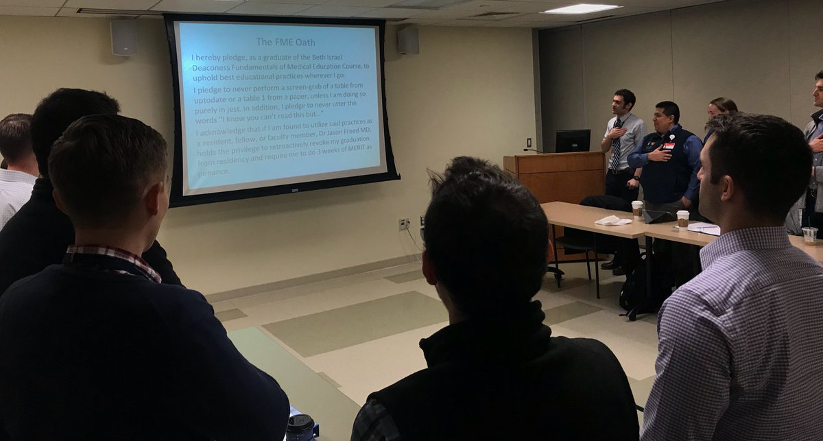 DanielRicottaMD's tweet photo. The #FME18 oath on best lecture practices @FreedoBaggins @BIDMC_IM https://t.co/CmqS4Wc9rK