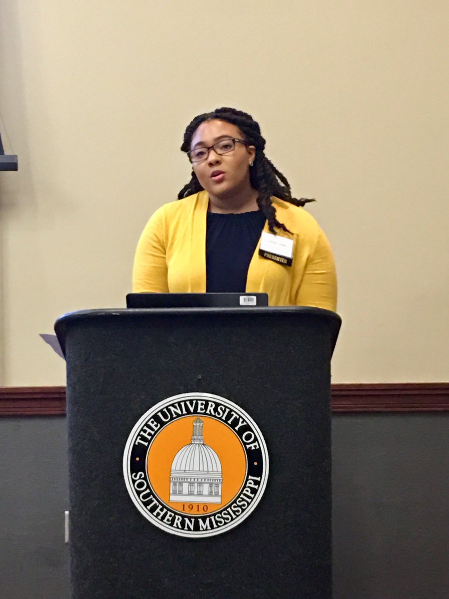 Awesome presentation from <a href="/_KarynCamille/">Karyn Camille</a> at the <a href="/SouthernMiss/">Southern Miss</a> Graduate Symposium! @MCJatUSM <a href="/USM_MCJ_Grad/">MCJ Graduate</a> #SMTTT #gomcj