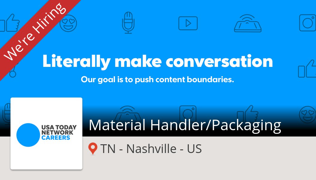 menmer12's tweet photo. Check out this #job: #Material Handler/#Packaging at #USATODAYNETWORK (#Nashville) https://t.co/SjTFKWoKDX https://t.co/wSv8rGjPng