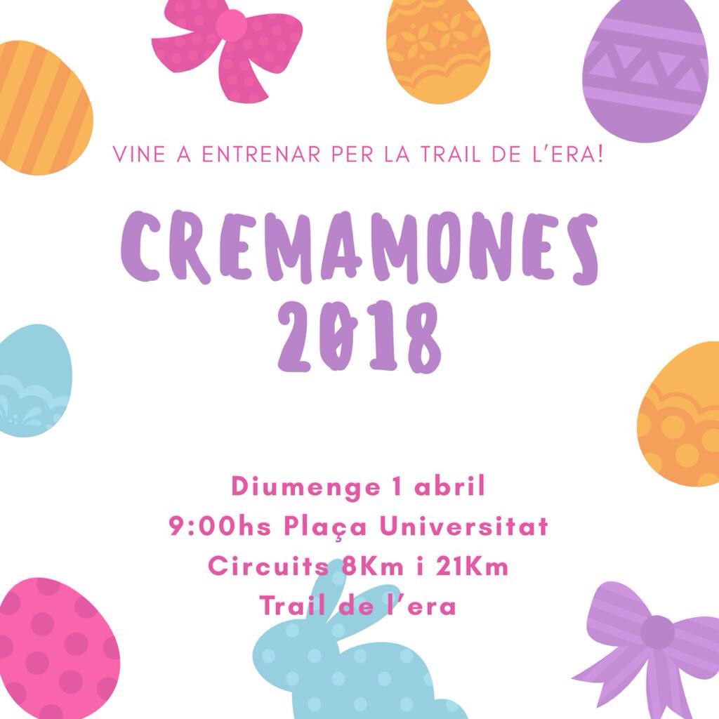 FondistaCervera's tweet photo. Entrenament popular pels circuits de la Trail de l'Era. Diumenge de Pasqua tradicional Cremamones !!!! T'animes? https://t.co/MWkhDAdssU