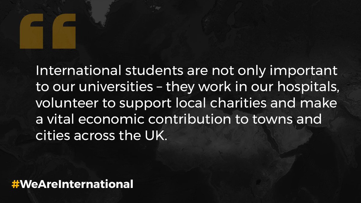 weareintl's tweet photo. International students are not immigrants to be discouraged but temporary visitors to our country making an investment in their future and ours. #WeAreInternational #StudentsOfTheWorld https://t.co/cEzD0EWdKM
