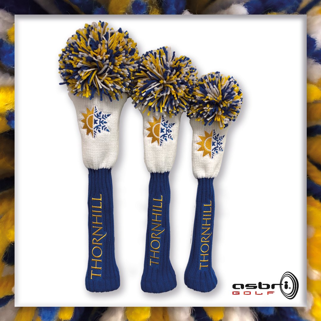 All of our head covers can be branded with your logo, however why not go one step further and have a head cover completely customised for your club or brand, as shown with these Pom Pom head covers! #customgolf #headcover #pompom #asbri